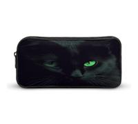 MNVTSKOP Black Cat Green Eyes Pencil Case Large Capacity Pencil Pouch Office Pencil Bag for Men Women Desk Organizer