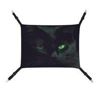 MNVTSKOP Black Cat Green Eyes Pet Hammock Breathable Cat Hanging Hammock with Adjustable Straps and Metal Hooks Plush Small Animal Soft Hideout Bed for Indoor and Outdoor