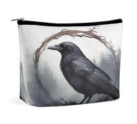 MNVTSKOP Black Crow Cosmetic Bag Large Capacity Travel Makeup Bag Trendy Portable Toiletry Bag for Women