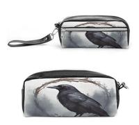MNVTSKOP Black Crow Makeup Bag Small Cosmetic Travel Case Portable Stationery Organizer for Women Teacher