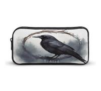 MNVTSKOP Black Crow Pencil Case Large Capacity Pencil Pouch Office Pencil Bag for Men Women Desk Organizer