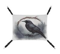 MNVTSKOP Black Crow Pet Hammock Breathable Cat Hanging Hammock with Adjustable Straps and Metal Hooks Plush Small Animal Soft Hideout Bed for Indoor and Outdoor