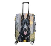 MNVTSKOP Black German Shepherd Dog Luggage Covers Scratch-Resistant Washable Suitcase Cover Polyester Elastic Travel Baggage Protector for Suitcase Protector Cover, White, L