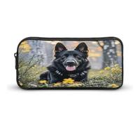 MNVTSKOP Black German Shepherd Dog Pencil Case Large Capacity Pencil Pouch Office Pencil Bag for Men Women Desk Organizer
