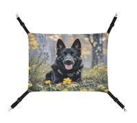 MNVTSKOP Black German Shepherd Dog Pet Hammock Breathable Cat Hanging Hammock with Adjustable Straps and Metal Hooks Plush Small Animal Soft Hideout Bed for Indoor and Outdoor