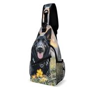MNVTSKOP Black German Shepherd Dog Sling Backpack Travel Crossbody Shoulder Bag Adjustable Chest Pack for Women Men