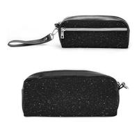 MNVTSKOP Black Glitter Makeup Bag Small Cosmetic Travel Case Portable Stationery Organizer for Women Teacher