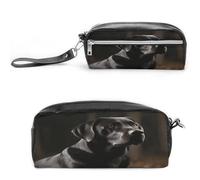 MNVTSKOP Black Labrador Makeup Bag Small Cosmetic Travel Case Portable Stationery Organizer for Women Teacher