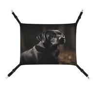 MNVTSKOP Black Labrador Pet Hammock Breathable Cat Hanging Hammock with Adjustable Straps and Metal Hooks Plush Small Animal Soft Hideout Bed for Indoor and Outdoor