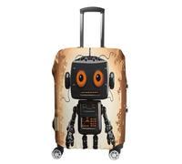 MNVTSKOP Black Robot Luggage Covers Scratch-Resistant Washable Suitcase Cover Polyester Elastic Travel Baggage Protector for Suitcase Protector Cover, White, M