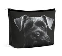 MNVTSKOP Black Schnauzer Dog Cosmetic Bag Large Capacity Travel Makeup Bag Trendy Portable Toiletry Bag for Women
