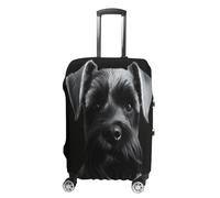 MNVTSKOP Black Schnauzer Dog Luggage Covers Scratch-Resistant Washable Suitcase Cover Polyester Elastic Travel Baggage Protector for Suitcase Protector Cover, White, S