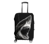 MNVTSKOP Black Shark Head Luggage Covers Scratch-Resistant Washable Suitcase Cover Polyester Elastic Travel Baggage Protector for Suitcase Protector Cover, White, S