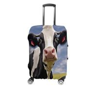 MNVTSKOP Black White Cow Luggage Covers Scratch-Resistant Washable Suitcase Cover Polyester Elastic Travel Baggage Protector for Suitcase Protector Cover, White, S
