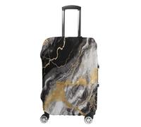 MNVTSKOP Black White Gold Foil Marble Luggage Covers Scratch-Resistant Washable Suitcase Cover Polyester Elastic Travel Baggage Protector for Suitcase Protector Cover, White, S