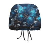 MNVTSKOP Blue Butterfly and Moon Headrest Covers for Cars Universal Anti-Dirty Car Head Rest Protector Easy to Install Durable Breathable Vehicle Accessories for Auto Trucks SUVs