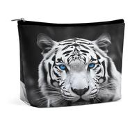 MNVTSKOP Blue Eyed Tiger Cosmetic Bag Large Capacity Travel Makeup Bag Trendy Portable Toiletry Bag for Women