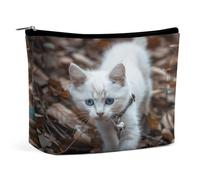 MNVTSKOP Blue Eyes Cat Cosmetic Bag Large Capacity Travel Makeup Bag Trendy Portable Toiletry Bag for Women