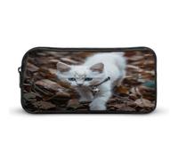 MNVTSKOP Blue Eyes Cat Pencil Case Large Capacity Pencil Pouch Office Pencil Bag for Men Women Desk Organizer