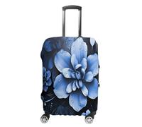 MNVTSKOP Blue Flower Luggage Covers Scratch-Resistant Washable Suitcase Cover Polyester Elastic Travel Baggage Protector for Suitcase Protector Cover, White, M