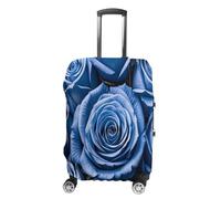 MNVTSKOP Blue Flower Pattern Roses Luggage Covers Scratch-Resistant Washable Suitcase Cover Polyester Elastic Travel Baggage Protector for Suitcase Protector Cover, White, L
