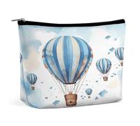 MNVTSKOP Blue Hot Air Balloon Cosmetic Bag Large Capacity Travel Makeup Bag Trendy Portable Toiletry Bag for Women