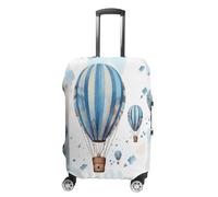 MNVTSKOP Blue Hot Air Balloon Luggage Covers Scratch-Resistant Washable Suitcase Cover Polyester Elastic Travel Baggage Protector for Suitcase Protector Cover, White, XL