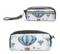 MNVTSKOP Blue Hot Air Balloon Makeup Bag Small Cosmetic Travel Case Portable Stationery Organizer for Women Teacher