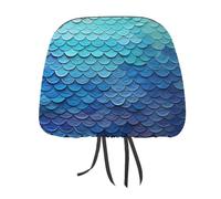 MNVTSKOP Blue Mermaid Fish Scale Headrest Covers for Cars Universal Anti-Dirty Car Head Rest Protector Easy to Install Durable Breathable Vehicle Accessories for Auto Trucks SUVs