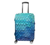 MNVTSKOP Blue Mermaid Fish Scale Luggage Covers Scratch-Resistant Washable Suitcase Cover Polyester Elastic Travel Baggage Protector for Suitcase Protector Cover, White, L