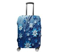 MNVTSKOP Blue Mini Flower Swirl Luggage Covers Scratch-Resistant Washable Suitcase Cover Polyester Elastic Travel Baggage Protector for Suitcase Protector Cover, white, XL