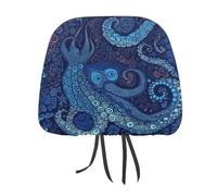 MNVTSKOP Blue Octopus Headrest Covers for Cars Universal Anti-Dirty Car Head Rest Protector Easy to Install Durable Breathable Vehicle Accessories for Auto Trucks SUVs