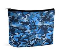 MNVTSKOP Blue Pattern Cosmetic Bag Large Capacity Travel Makeup Bag Trendy Portable Toiletry Bag for Women