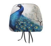 MNVTSKOP Blue Peacock Headrest Covers for Cars Universal Anti-Dirty Car Head Rest Protector Easy to Install Durable Breathable Vehicle Accessories for Auto Trucks SUVs