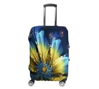 MNVTSKOP Blue Yellow Flower Luggage Covers Scratch-Resistant Washable Suitcase Cover Polyester Elastic Travel Baggage Protector for Suitcase Protector Cover, White, S