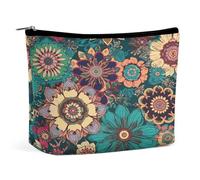 MNVTSKOP Bohemian Flower Cosmetic Bag Large Capacity Travel Makeup Bag Trendy Portable Toiletry Bag for Women