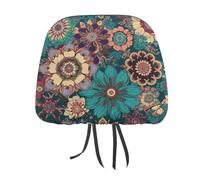 MNVTSKOP Bohemian Flower Headrest Covers for Cars Universal Anti-Dirty Car Head Rest Protector Easy to Install Durable Breathable Vehicle Accessories for Auto Trucks SUVs