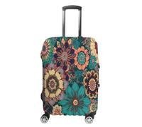 MNVTSKOP Bohemian Flower Luggage Covers Scratch-Resistant Washable Suitcase Cover Polyester Elastic Travel Baggage Protector for Suitcase Protector Cover, White, S