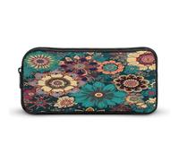 MNVTSKOP Bohemian Flower Pencil Case Large Capacity Pencil Pouch Office Pencil Bag for Men Women Desk Organizer