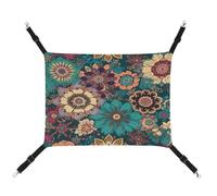 MNVTSKOP Bohemian Flower Pet Hammock Breathable Cat Hanging Hammock with Adjustable Straps and Metal Hooks Plush Small Animal Soft Hideout Bed for Indoor and Outdoor