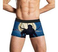 MNVTSKOP Breathable Men's Boxer Briefs Moonlight Watercolor Style Ninja Casual Mens Underwear Stretch Moisture Wicking Boxer Brief, Moonlight Watercolor Style Ninja, S
