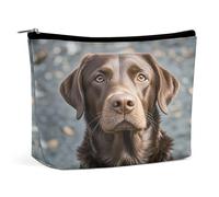 MNVTSKOP Brown Labrador Retriever Cosmetic Bag Large Capacity Travel Makeup Bag Trendy Portable Toiletry Bag for Women