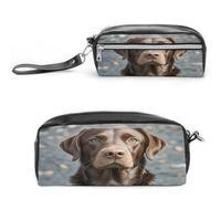 MNVTSKOP Brown Labrador Retriever Makeup Bag Small Cosmetic Travel Case Portable Stationery Organizer for Women Teacher