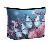 MNVTSKOP Butterfly Blossoms Cosmetic Bag Large Capacity Travel Makeup Bag Trendy Portable Toiletry Bag for Women