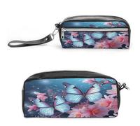 MNVTSKOP Butterfly Blossoms Makeup Bag Small Cosmetic Travel Case Portable Stationery Organizer for Women Teacher