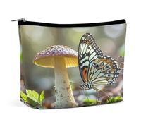 MNVTSKOP Butterfly Mushroom Cosmetic Bag Large Capacity Travel Makeup Bag Trendy Portable Toiletry Bag for Women