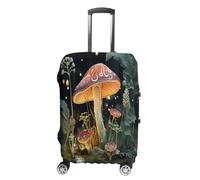 MNVTSKOP Butterfly Mushroom Luggage Covers Scratch-Resistant Washable Suitcase Cover Polyester Elastic Travel Baggage Protector for Suitcase Protector Cover, White, S