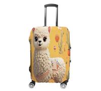 MNVTSKOP Cartoon Alpaca Cute Animal Luggage Covers Scratch-Resistant Washable Suitcase Cover Polyester Elastic Travel Baggage Protector for Suitcase Protector Cover, White, S