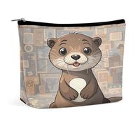 MNVTSKOP Cartoon Cute Otter Cosmetic Bag Large Capacity Travel Makeup Bag Trendy Portable Toiletry Bag for Women