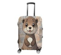 MNVTSKOP Cartoon Cute Otter Luggage Covers Scratch-Resistant Washable Suitcase Cover Polyester Elastic Travel Baggage Protector for Suitcase Protector Cover, White, XL